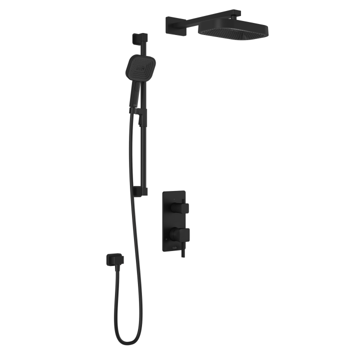 Premia - SquareOne TD2 Ensemble de douche (sans valve) - Bras mural - Noir mat