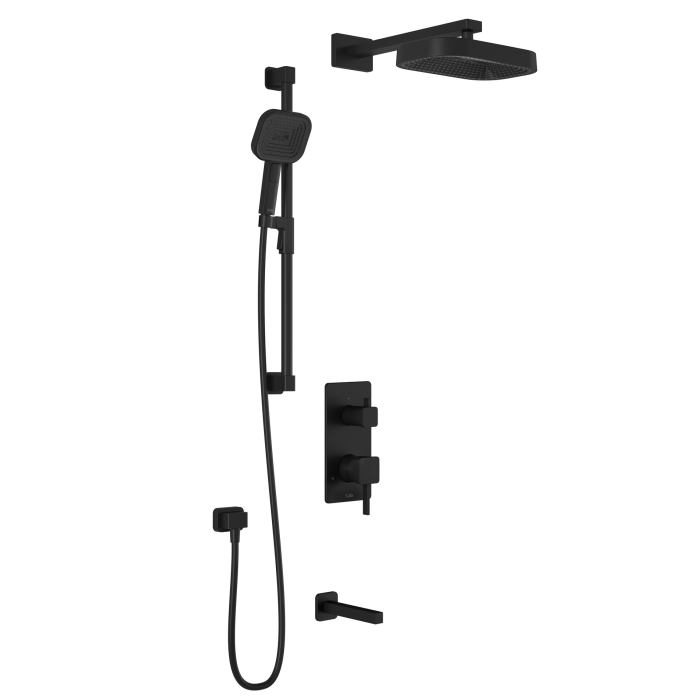 Premia - SquareOne TD3 Ensemble de douche (sans valve) - Bras mural - Noir mat