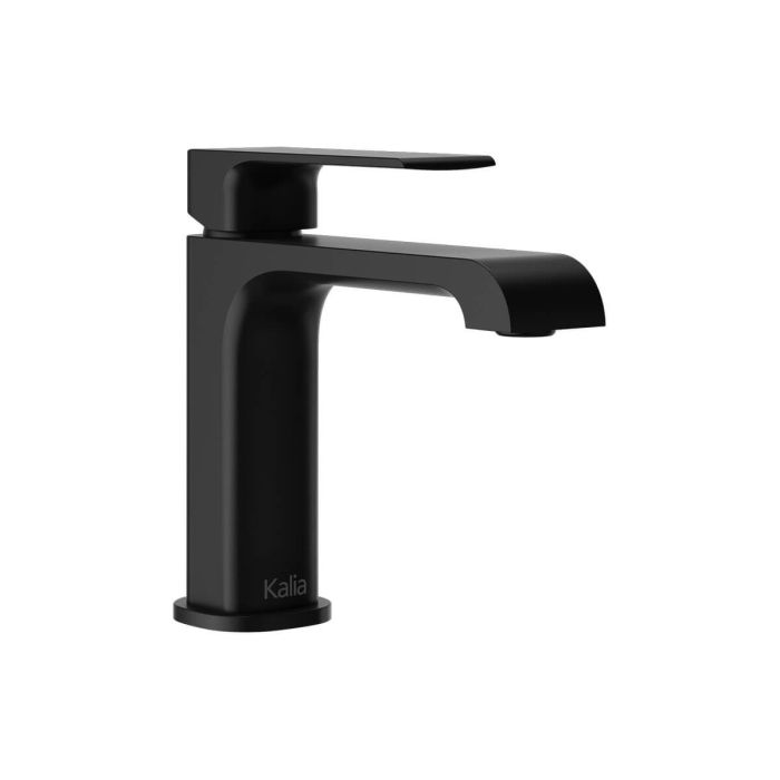 Robinet de lavabo monotrou avec drain à pression et trop-plein Sobrio Noir mat