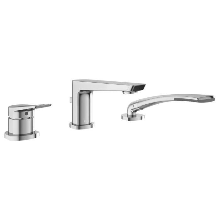 Robinet de baignoire 3 morceaux avec douchette Moroka 60 po Chrome