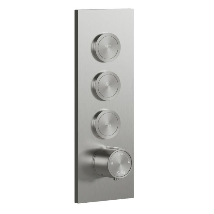 Valve thermostatique Accent 1/2 po avec sélecteur intégré 3 voies et finition carrée avec boutons-poussoirs Nickel pur PVS