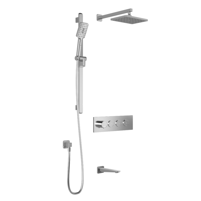 TB3 Ensemble de douche avec valve à boutons-poussoirs Moroka 1/2 po Chrome
