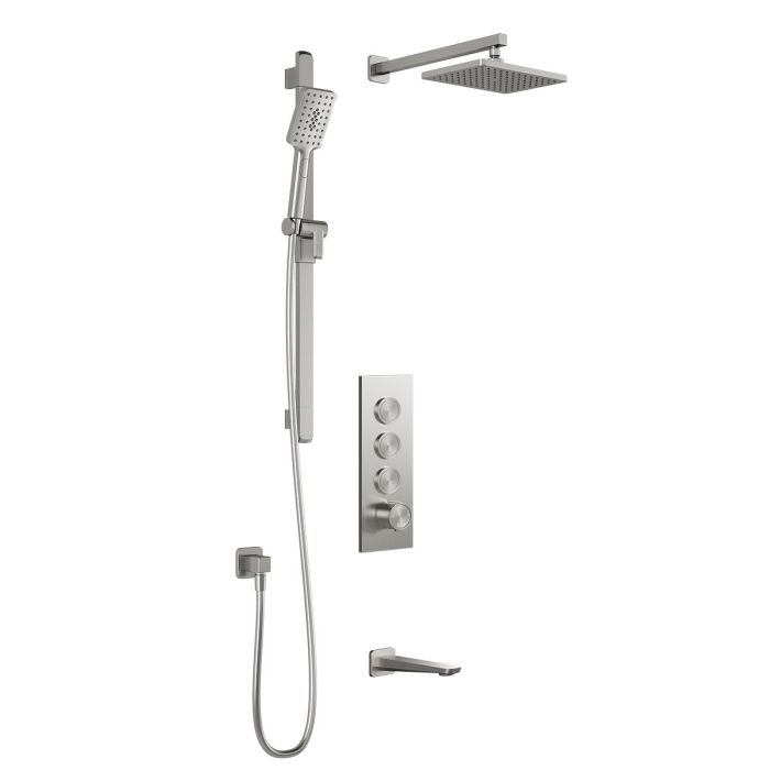 TB3 Ensemble de douche avec boutons-poussoirs Moroka (sans valve) 60 po Nickel pur PVS