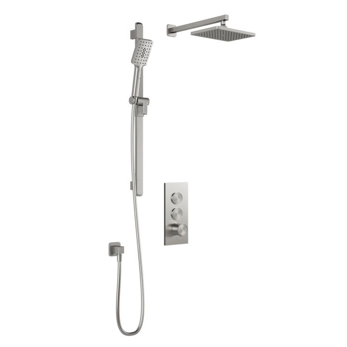 TB2 Ensemble de douche thermostatique avec valve à boutons-poussoirs Kareo (sans valve) 60 po Nickel pur PVS