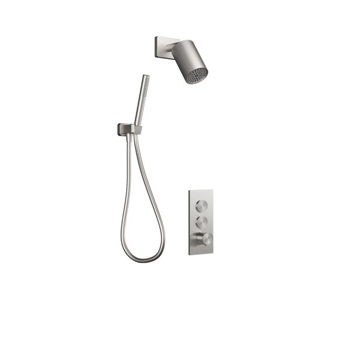 TB4 Ensemble de douche thermostatique avec valve à boutons-poussoirs Folo 60 po Nickel pur PVS