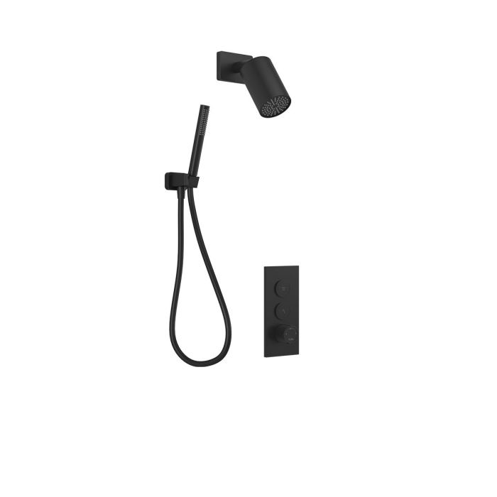 TB4 Ensemble de douche thermostatique à boutons-poussoirs Folo (sans valve) 60 po Noir mat