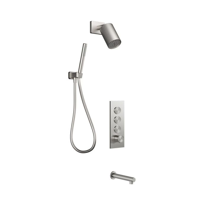 TB5 Ensemble de douche thermostatique avec valve à boutons-poussoirs Folo 60 po Nickel pur PVS