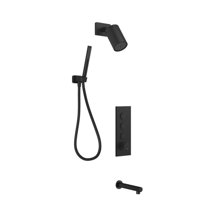 TB5 Ensemble de douche thermostatique avec valve à boutons-poussoirs Folo 60 po Noir mat