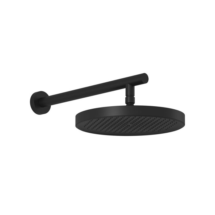 Plus Tête de pluie ronde Moroka de 300 mm (11 13/16 po) avec bras mural 90° 11 3/4 po Noir mat