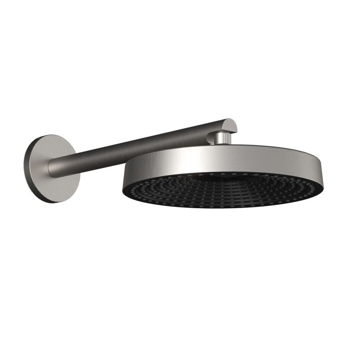 Premia Tête de pluie ronde Moroka de 300 mm (11 3/4 po) avec bras mural 90° Nickel pur PVS