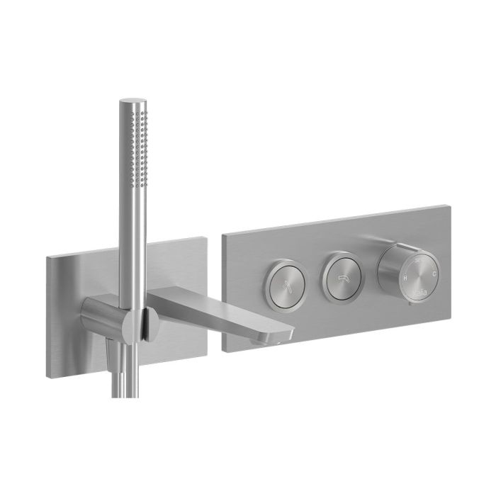 Robinet mural pour baignoire à boutons-poussoirs Moroka 1/2 po Nickel pur PVS
