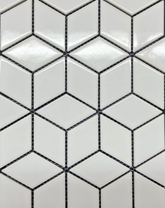 Mosaïque Rhombus Blanc satiné et poli 12 po x 10.6 po
