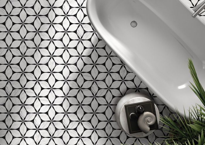 Carreau de porcelaine Corola Noir mat 8 x 9.6 po - 20 x 24cm ( He x agone )