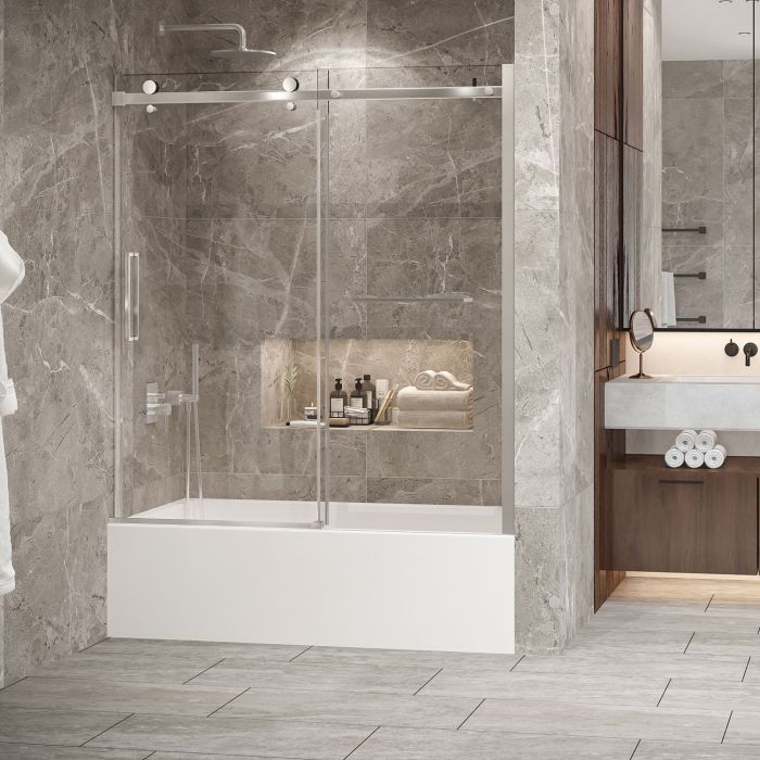 Porte de baignoire Bellini 2.0 60 po en alcôve Chrome