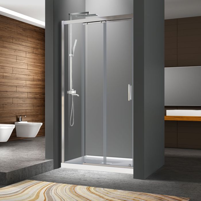 Porte de douche Caldara 42 po en alcôve Chrome
