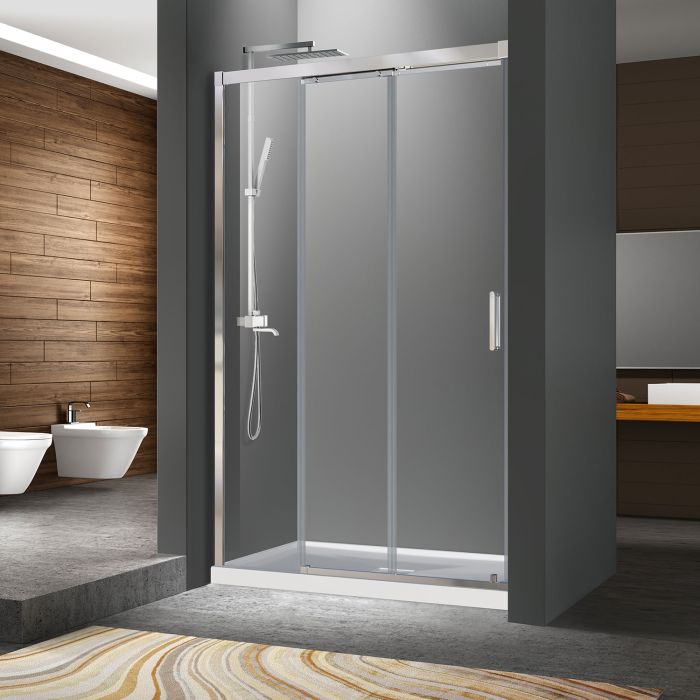 Porte de douche Caldara 48 po en alcôve Chrome