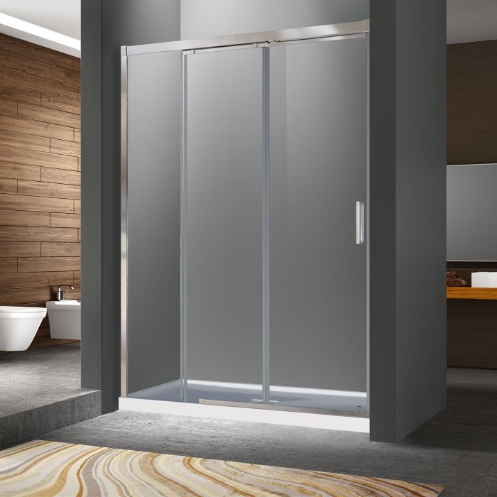 Porte de douche Caldara 54 po en alcôve Chrome