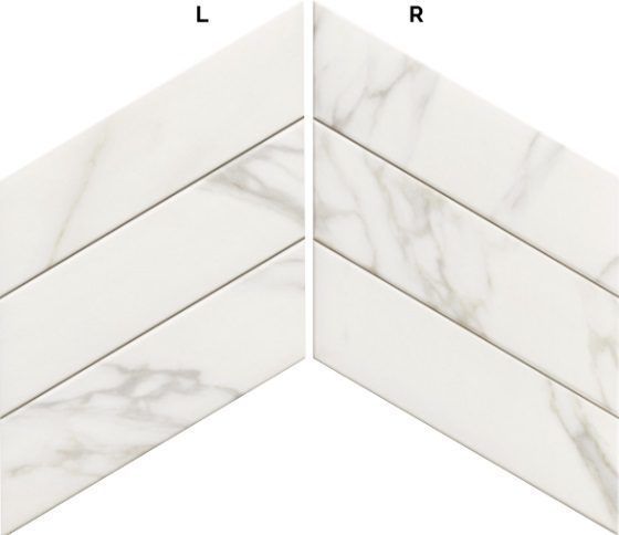 Carreau de porcelaine Diamond Chevron satiné 28 po x 16 po