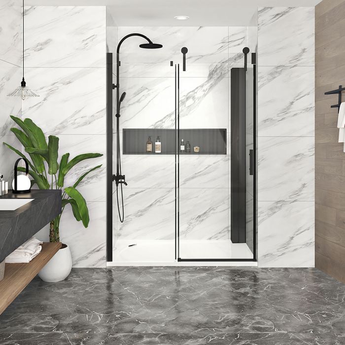 Porte de douche Infinite 60 po en alcôve noir mat