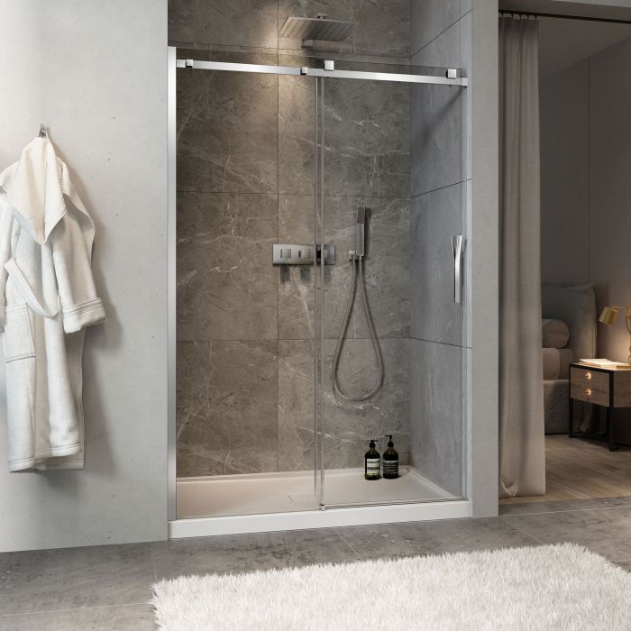 Porte de douche Minia 54 po en alcôve Chrome