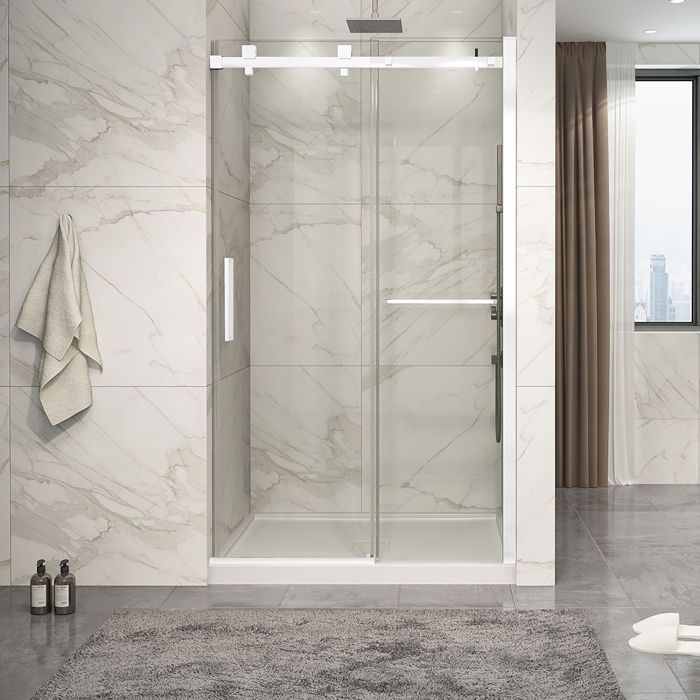 Porte de douche Piazza 2.0 48 po en alcôve blanc mat