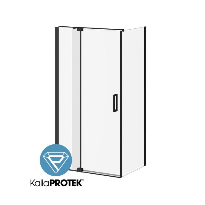 Porte de douche à pivot Distink 42 po x 77 po avec panneau de retour 32 po Noir mat
