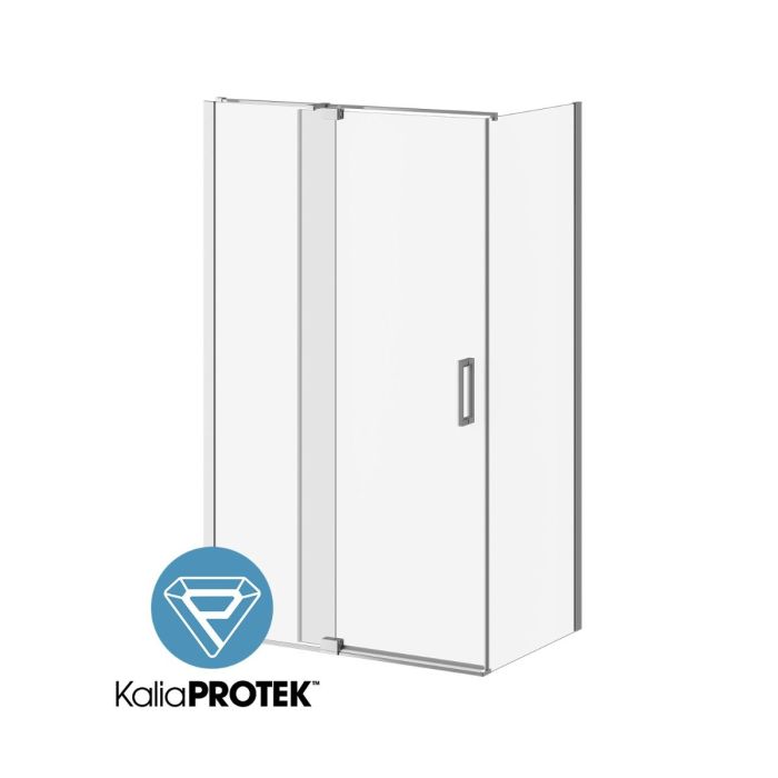 Porte de douche à pivot Distink 48 po x 77 po avec panneau de retour 32 po Chrome