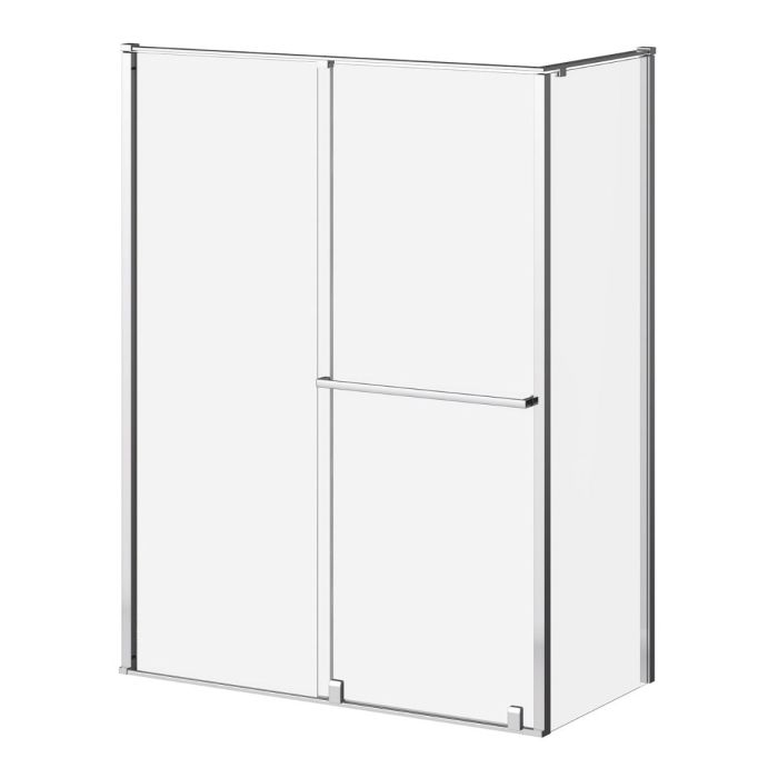 Porte de douche coulissante Balancia 60 po x 79 po avec panneau de retour de 32 po