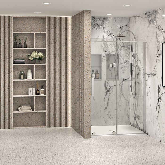 Porte de douche Slim 48 po en alcôve Chrome