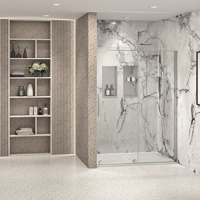 Porte de douche Slim 60 po en alcôve Chrome