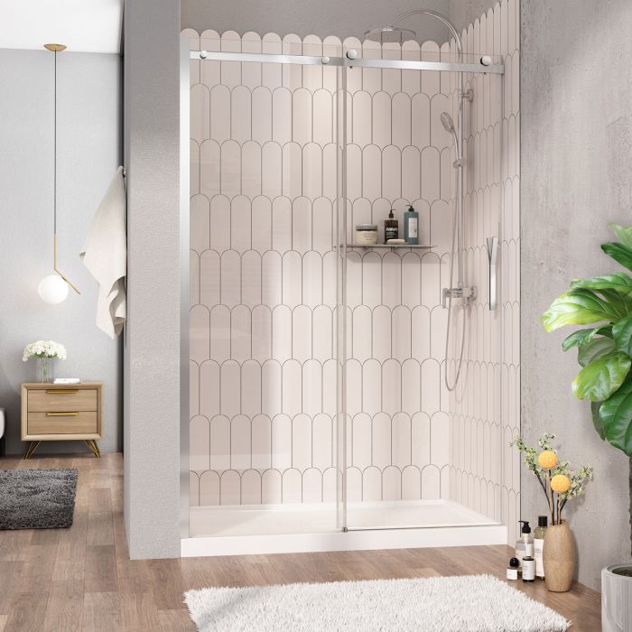 Porte de douche Vaia 54 po en alcôve Chrome