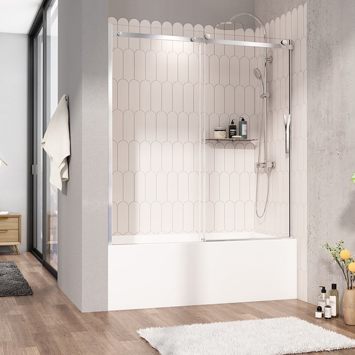 Porte de baignoire Vaia 60 po en alcôve Chrome