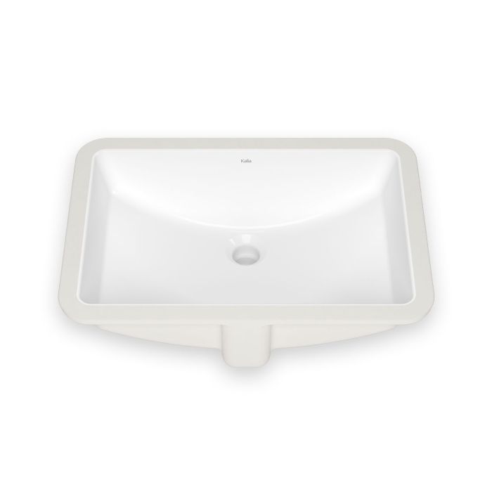 Lavabo rectangulaire avec cuve au design incurvé en porcelaine vitrifiée Ceska