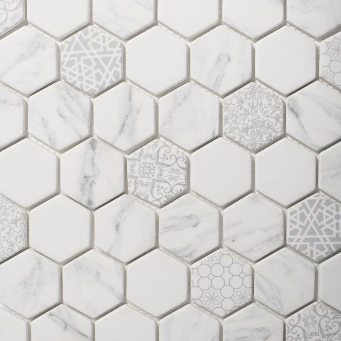 Mosaïque Fusion Blanc * satiné 13 po x 11 po