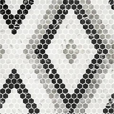 Mosaïque Geo Pattern Hex Pattern 11 mat 23 po x 24 po