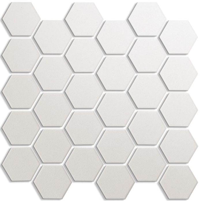 Mosaïque Hexagone Blanc satiné et poli 11 poX13 po
