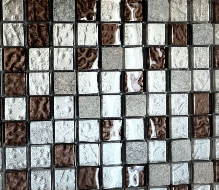 Mosaïque Iridia Platine ( Beige , Brun , Gris ) 12 po x 12 po