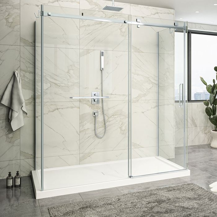Porte de douche 72 po x Piazza 2.0 42 po chrome sur mur