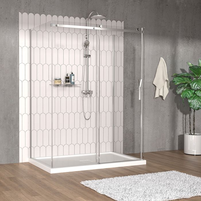 Porte de douche 60 po x Vaia 36 po chrome sur mur