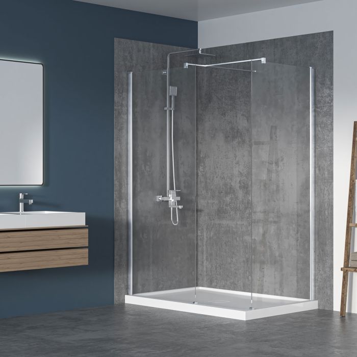Écran de douche 36 po x Walk-in 32 po chrome en coin