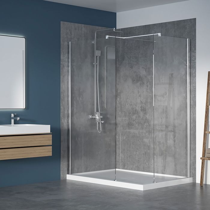 Écran de douche 42 po x Walk-in 32 po chrome en coin