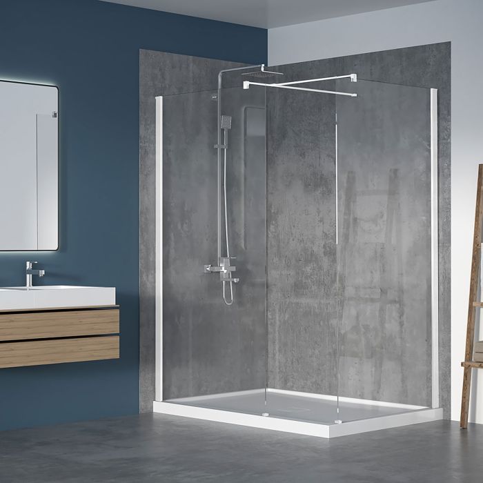 Écran de douche 42 po x Walk-in 42 po blanc mat en coin