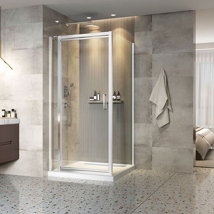 Porte de douche 42 po x Xenia 42 po en coin chrome rectangulaire porte décentrée mur à gauche