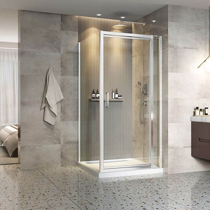 Porte de douche 42 po x Xenia 42 po en coin chrome rectangulaire porte décentrée mur à droite