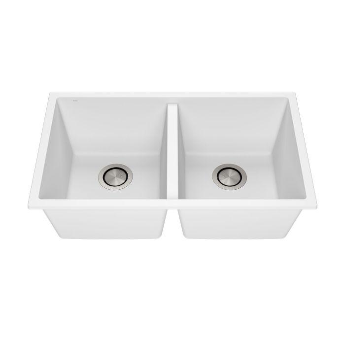 Évier de cuisine Bacia 31 po Cuve double 50/50 Granistone Blanc sable