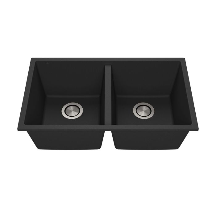 Évier de cuisine Bacia 31 po Cuve double 50/50 Granistone Noir onyx