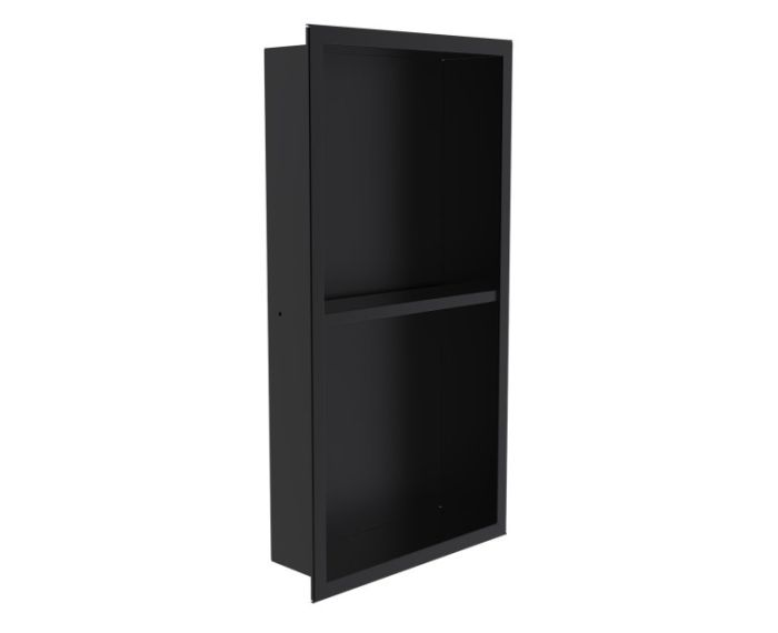 niche de douche en saillie 12 po x 24 po avec double tablette Niches de douche KSN-BE1224-2 noir mat