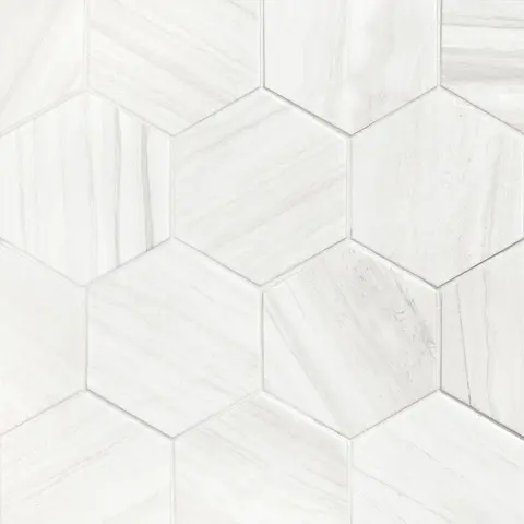 Carreau Lithos Hexagon White mat 4.5 po x 4 po