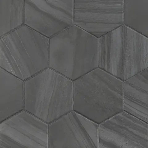 Carreau Lithos Hexagon Dark mat 4.5 po x 4 po