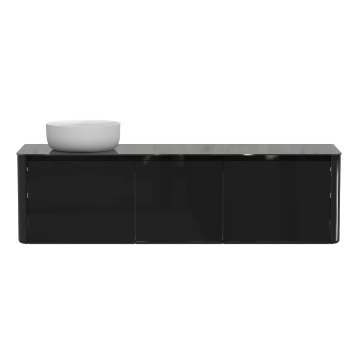 Meuble avec vasque à gauche Luna 71" Noir laqué